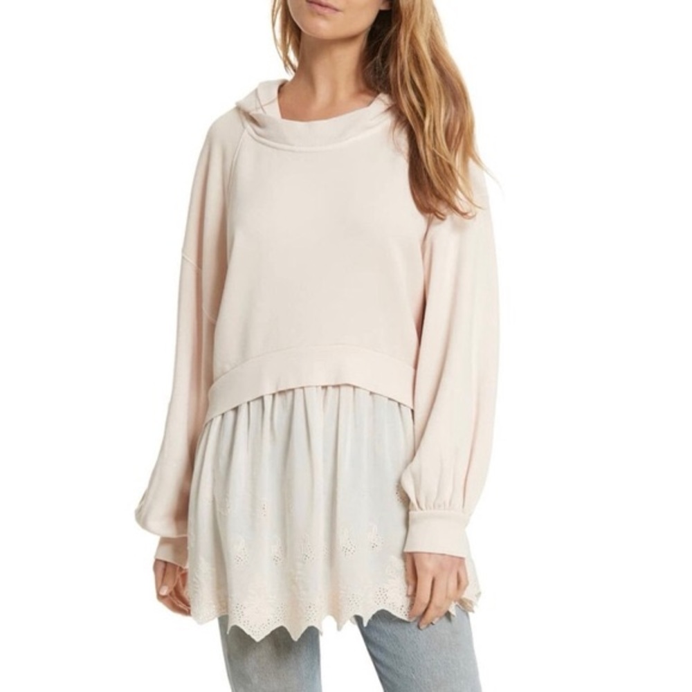 Free People Sweet Streets babydoll hoodie cream S